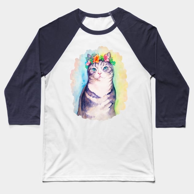 The watercolor cat Baseball T-Shirt by LilianaTikage